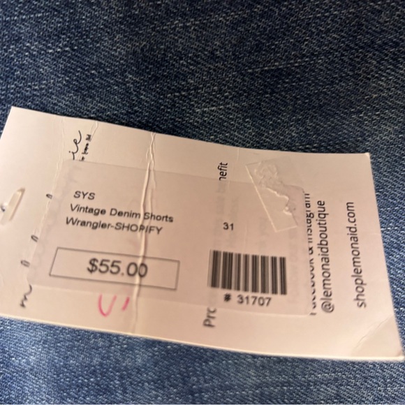 NWT Vintage Wrangler Dark Wash 8” Long Mid Rise Cut Off Upcycled Jean Shorts 31 - Picture 3 of 9